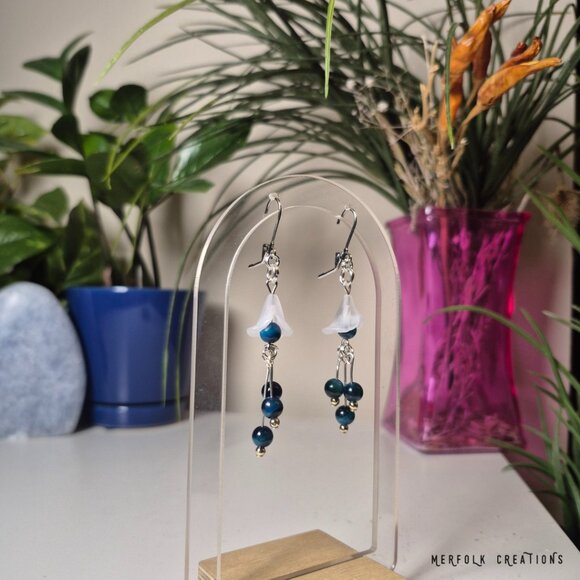 Handmade Blue Tiger Eye Berry Earrings - Picture 5 of 9